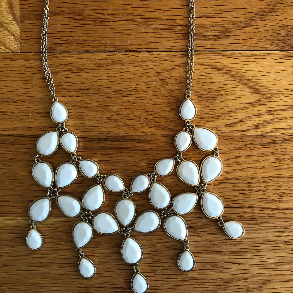 White dry goods necklace
